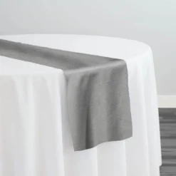 Rustic Linen Table Runner in Silver