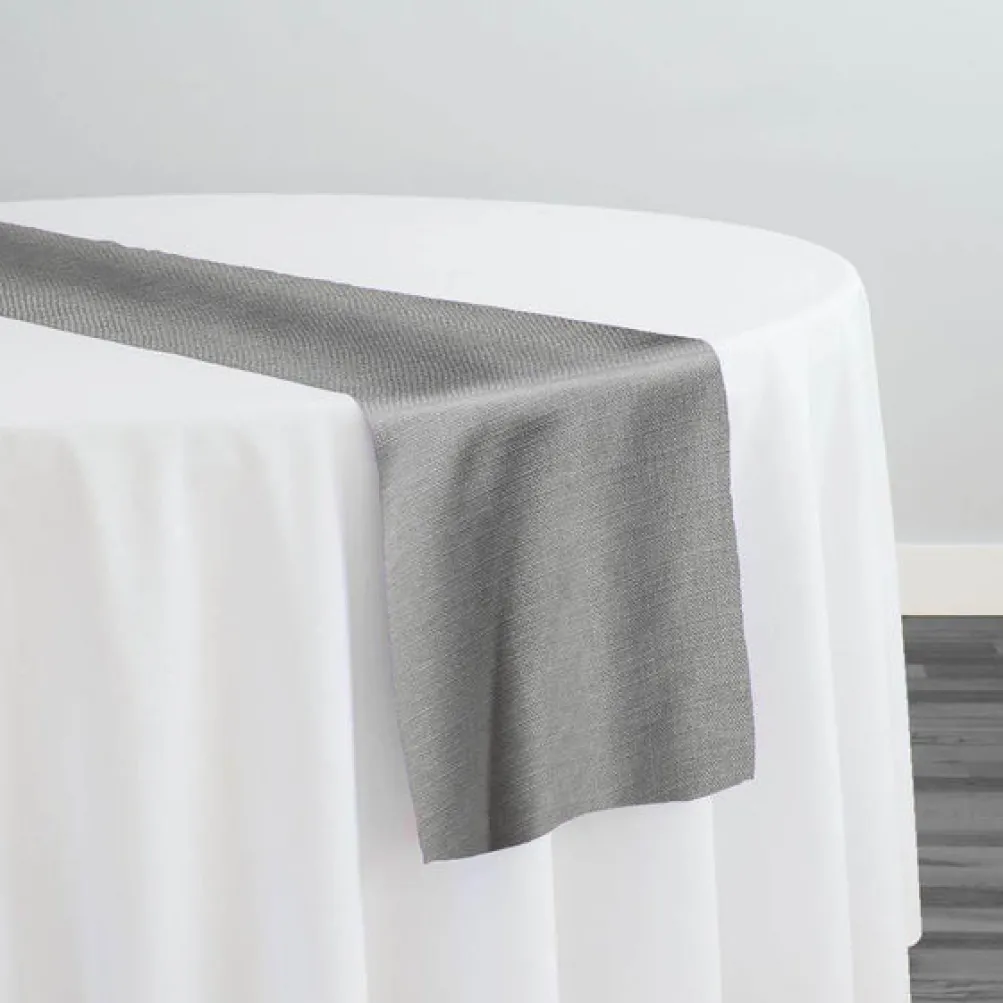 Rustic Linen Table Runner in Silver