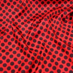 Satin Polka Dot Table Linen in Black and Red