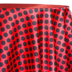 Satin Polka Dot Table Linen in Black and Red