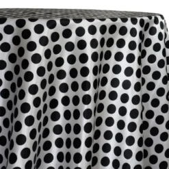 Satin Polka Dot Table Linen in Black and White