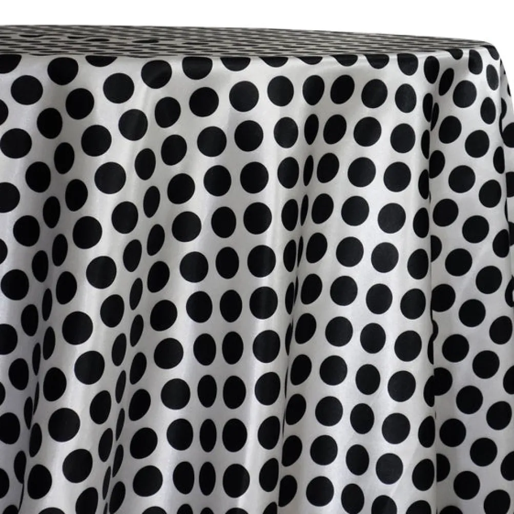 Satin Polka Dot Table Linen in Black and White