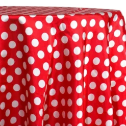 Satin Polka Dot Table Linen in White and Red
