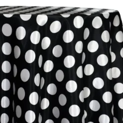 Satin Polka Dot Table Linen in White and Black