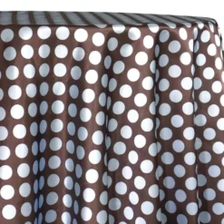 Satin Polka Dot Table Linen in Blue and Brown
