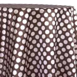 Satin Polka Dot Table Linen in Pink and Brown