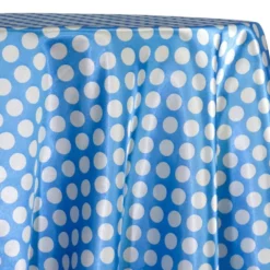 Satin Polka Dot Table Linen in White and Turquoise