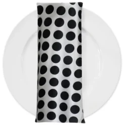 Satin Polka Dot Table Napkin in Black and White