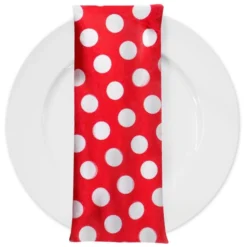 Satin Polka Dot Table Napkin in White and Red