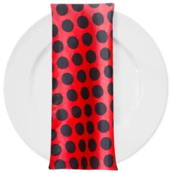 Satin Polka Dot Table Napkin in Black and Red