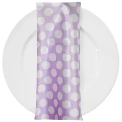 Satin Polka Dot Table Napkin in White and Lilac