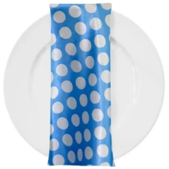 Satin Polka Dot Table Napkin in White and Turquoise