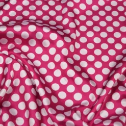 Satin Polka Dot Table Runner in White and Fuchsia