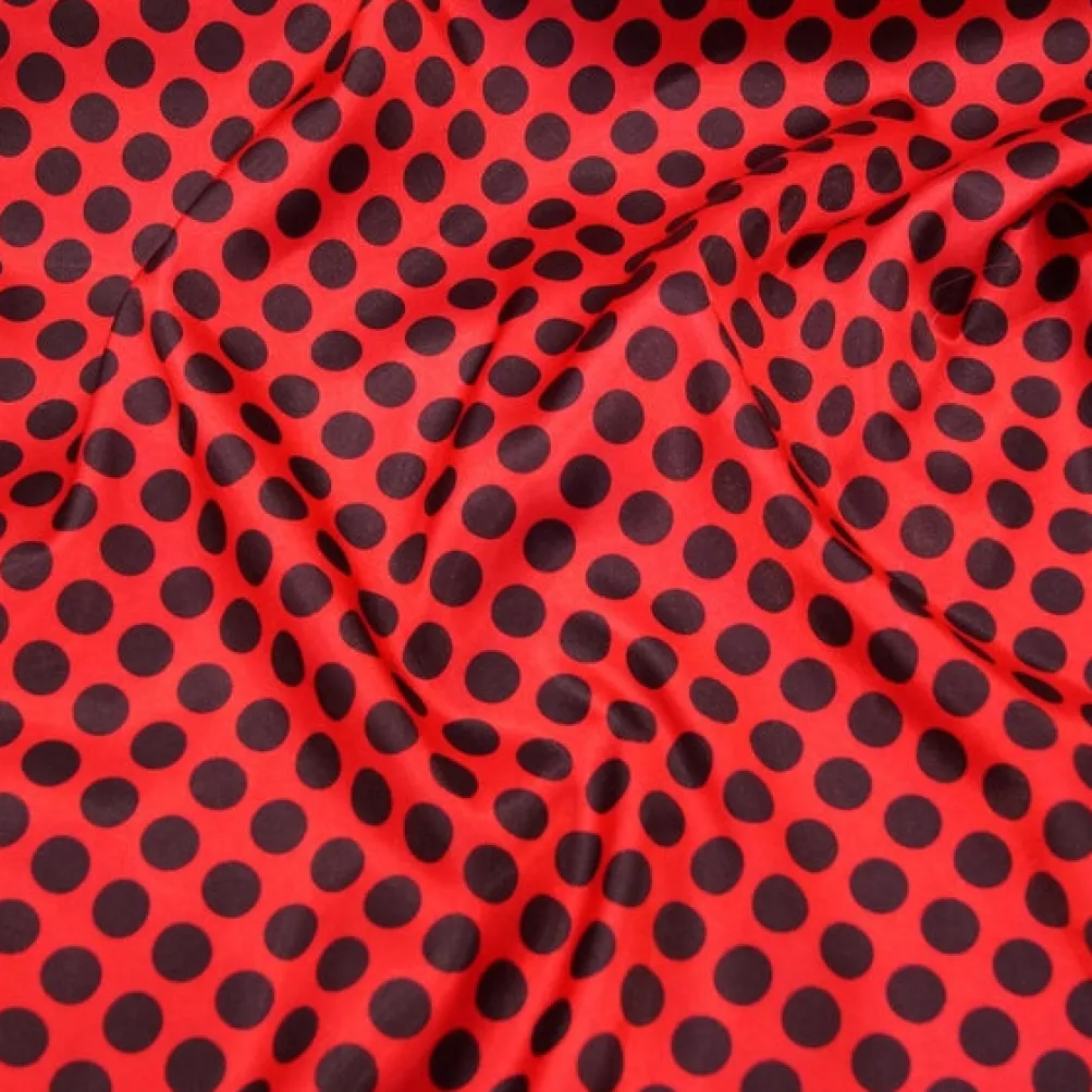 Satin Polka Dot Table Runner in Black and Red