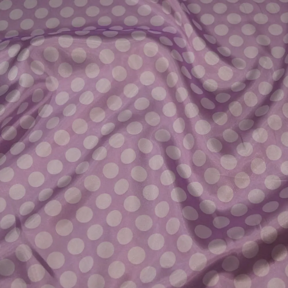Satin Polka Dot Table Runner in White and Lilac