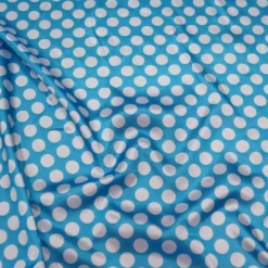 Satin Polka Dot Table Runner in White and Turquoise