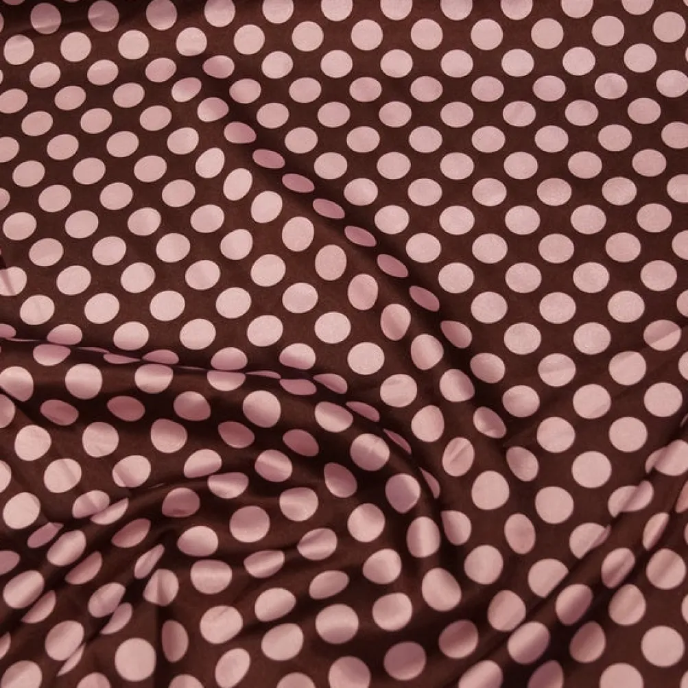 Satin Polka Dot Table Runner in Pink and Brown
