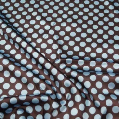 Satin Polka Dot Table Runner in Blue and Brown