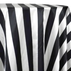 2" Satin Stripe Table Linen in Black and White