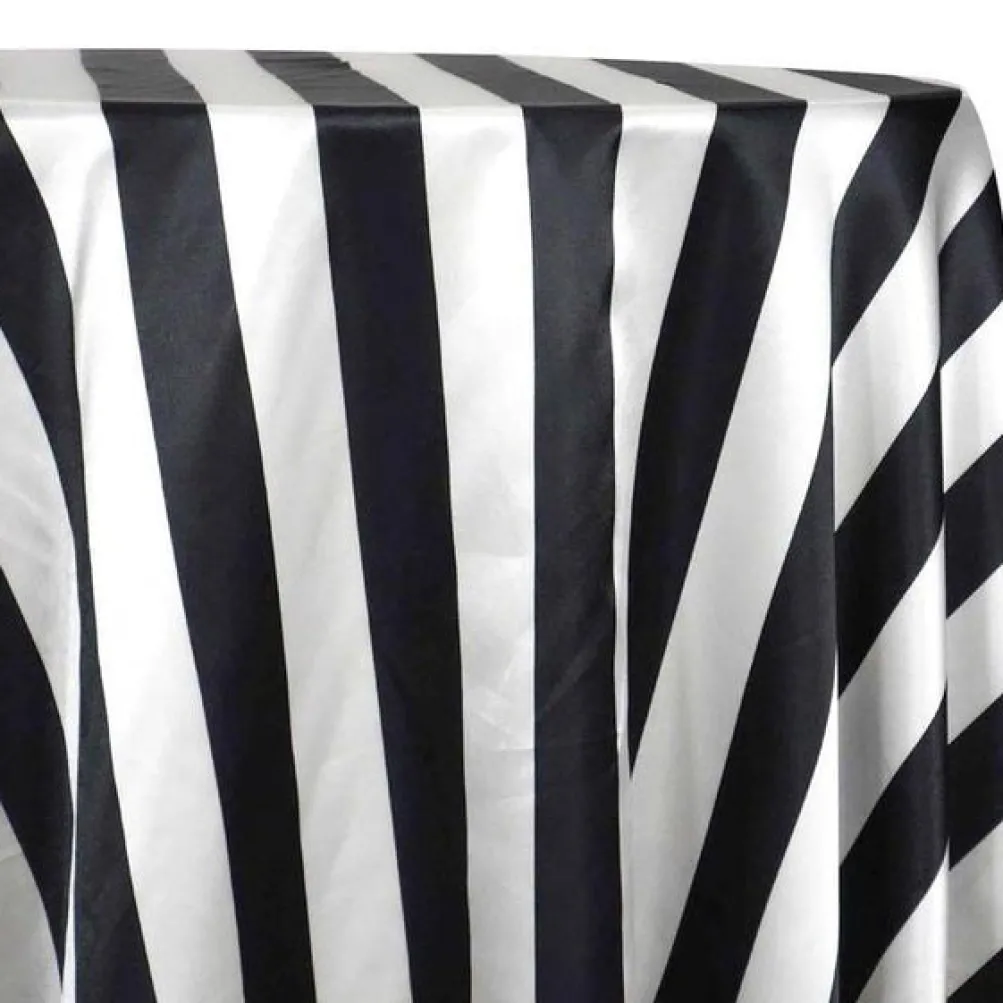 2" Satin Stripe Table Linen in Black and White