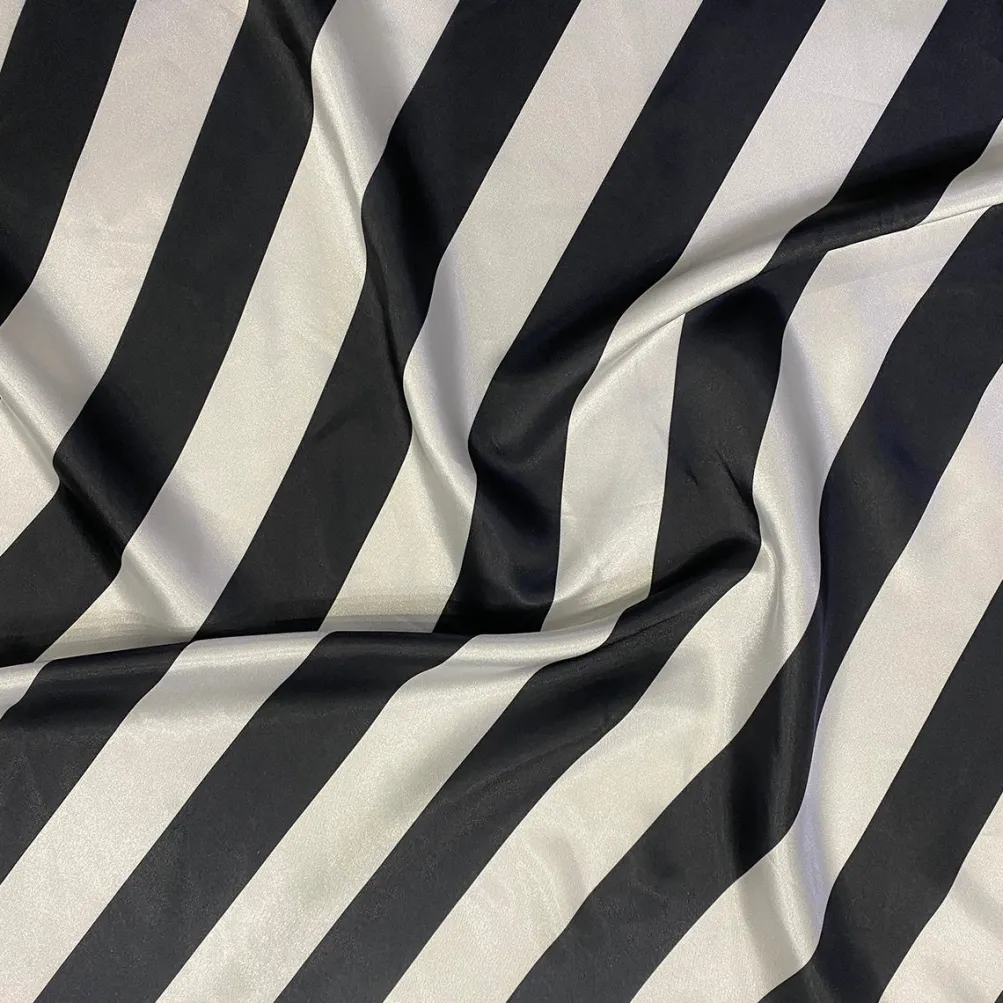 2" Satin Stripe Table Linen in Black and White