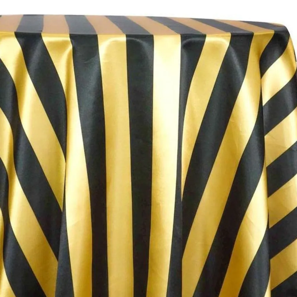 2" Satin Stripe Table Linen in Gold and Black