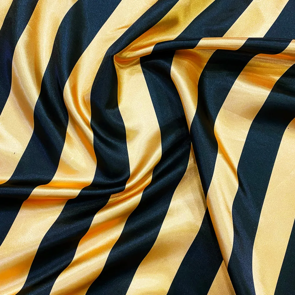 2" Satin Stripe Table Linen in Gold and Black