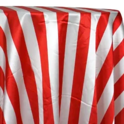 2" Satin Stripe Table Linen in White and Red