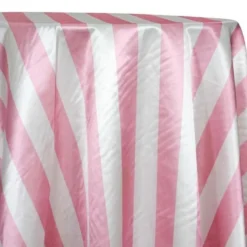 2" Satin Stripe Table Linen in White and Pink