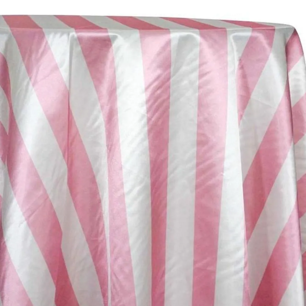 2" Satin Stripe Table Linen in White and Pink