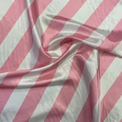 2" Satin Stripe Table Linen in White and Pink