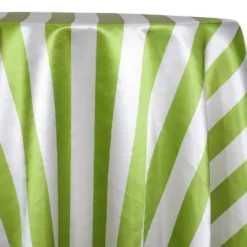 2" Satin Stripe Table Linen in White and Moss