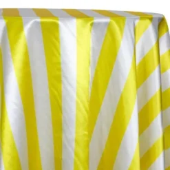 2" Satin Stripe Table Linen in White and Yellow