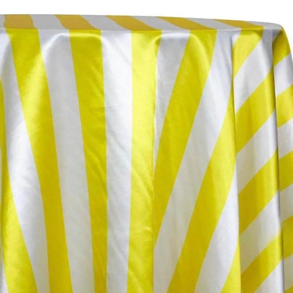 2" Satin Stripe Table Linen in White and Yellow