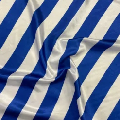 2" Satin Stripe Table Linen in White and Royal