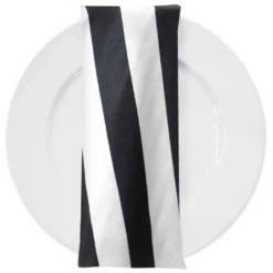 2" Satin Stripe Table Napkin in Black and White