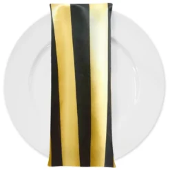 2" Satin Stripe Table Napkin in Gold and Black