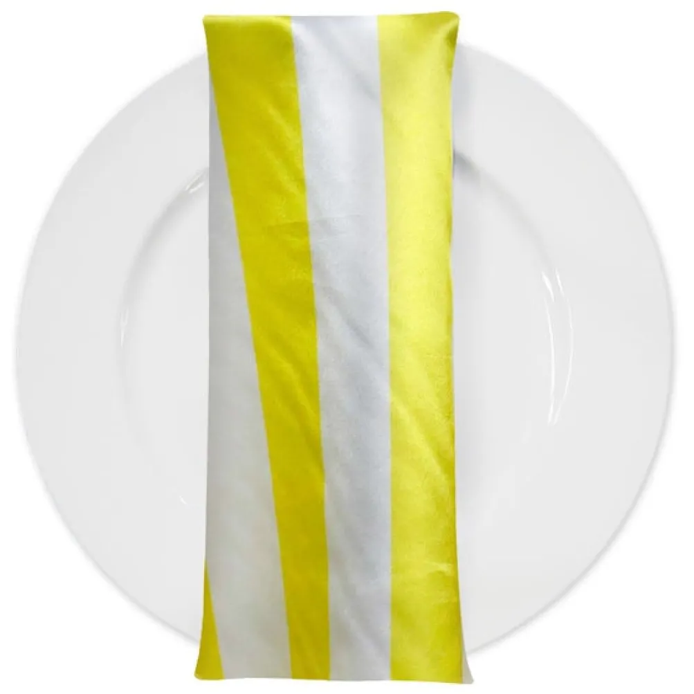 2" Satin Stripe Table Napkin in White and Yellow