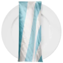 2" Satin Stripe Table Napkin in White and Aqua