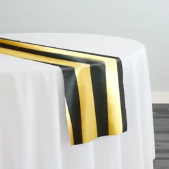 2" Satin Stripe Table Runner in Gold and Black