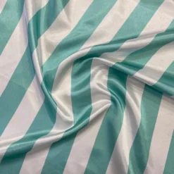 2" Satin Stripe Table Runner in White and Teal Green