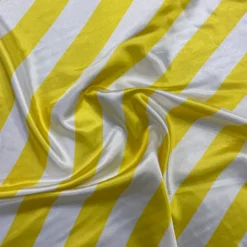 2" Satin Stripe Table Runner in White and Yellow
