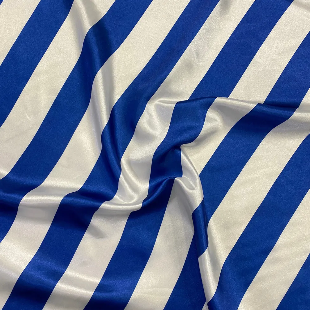 2" Satin Stripe Table Runner in White and Royal
