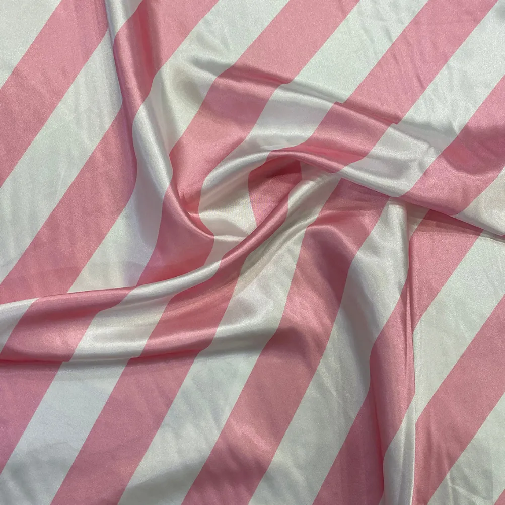 2" Satin Stripe Table Runner in White and Pink