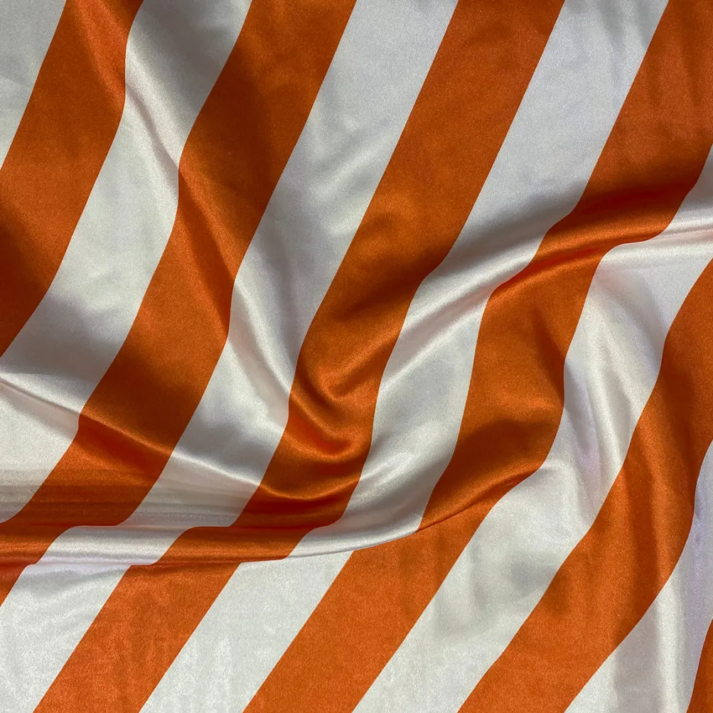 2" Satin Stripe Table Runner in White and Orange