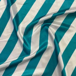 2" Satin Stripe Table Runner in White and Jade