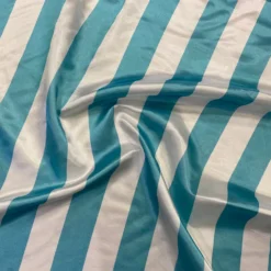 2" Satin Stripe Table Runner in White and Aqua