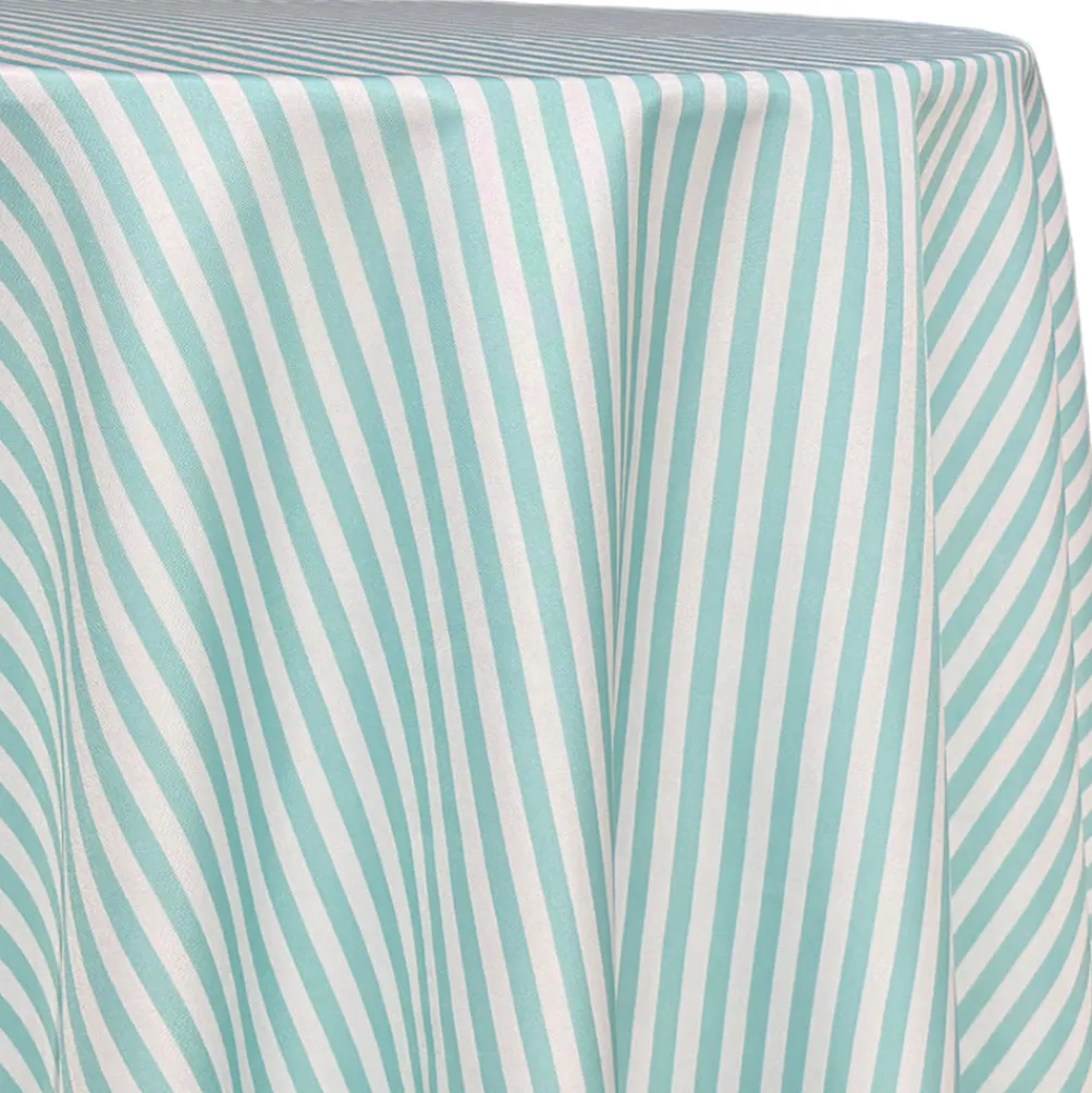 Seersucker (Poly Print) Table Linen in Teal Green