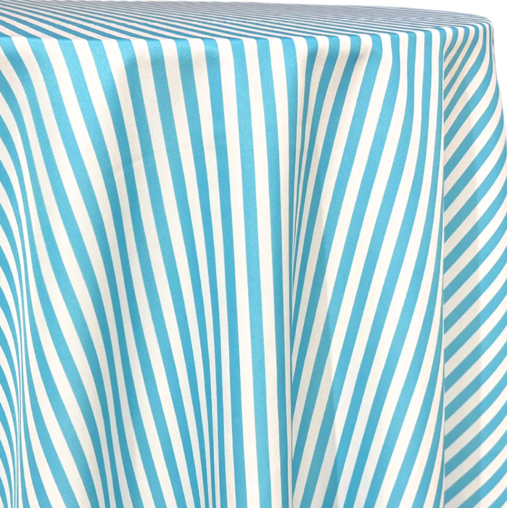 Seersucker (Poly Print) Table Linen in Turquoise