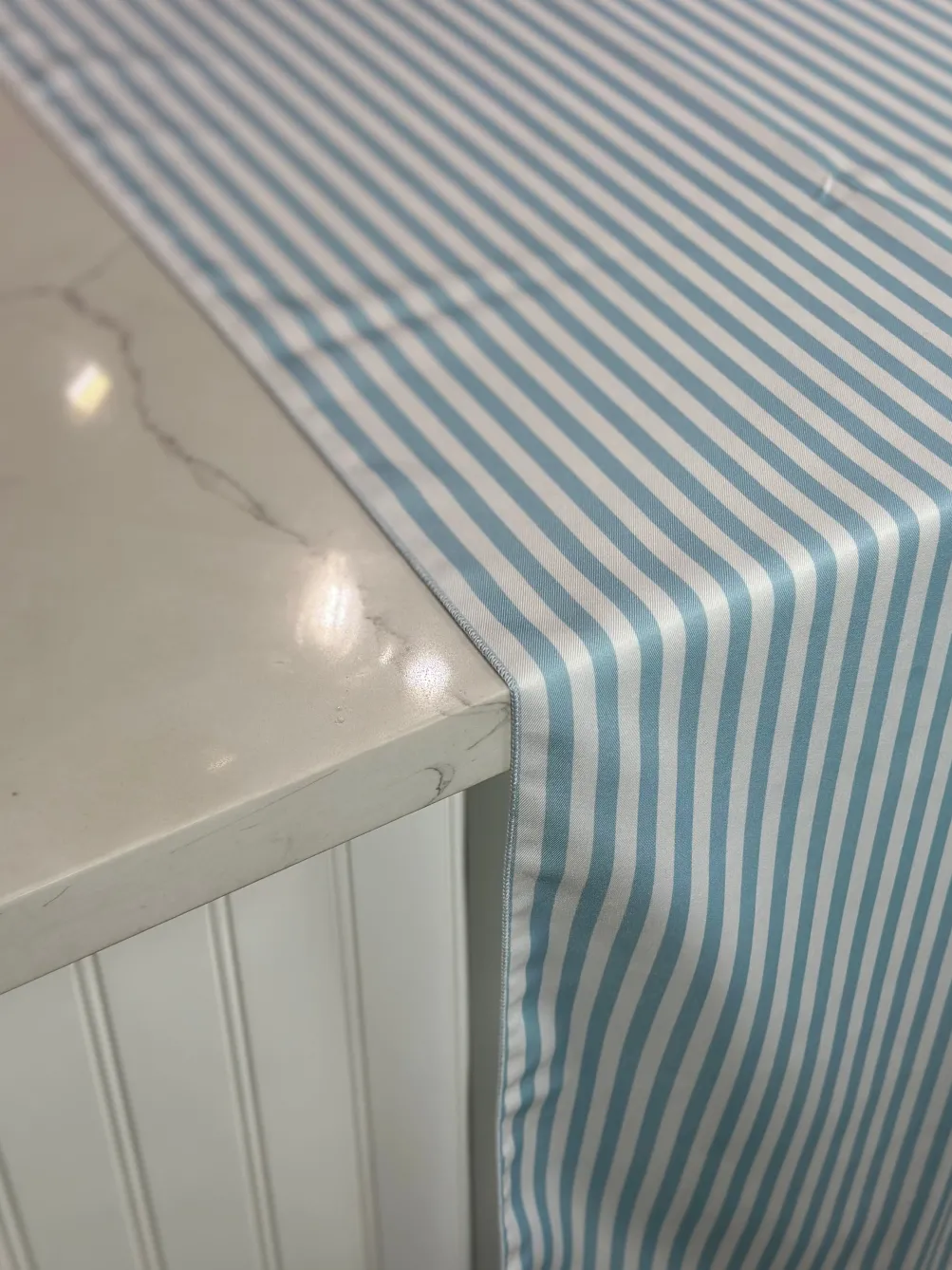 Seersucker (Poly Print) Table Linen in Lt Blue